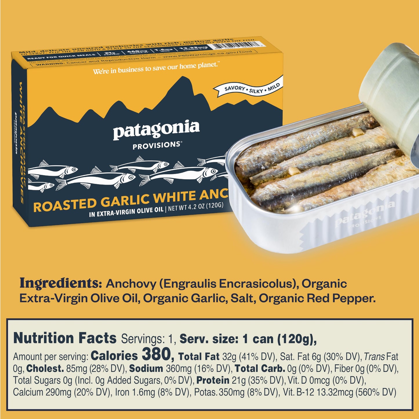 Patagonia Provisions Roasted Garlic Wild Mackerel | Responsibly Sourced In Spain | 21G Protein & Gluten Free