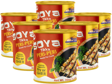 Rani Soya Tikka Peri-Peri 30oz (1.875lbs) 850g, Pack of 6, Ready for Cook ~ Easy Open Lid | All Natural | Vegan | No Colors | NO