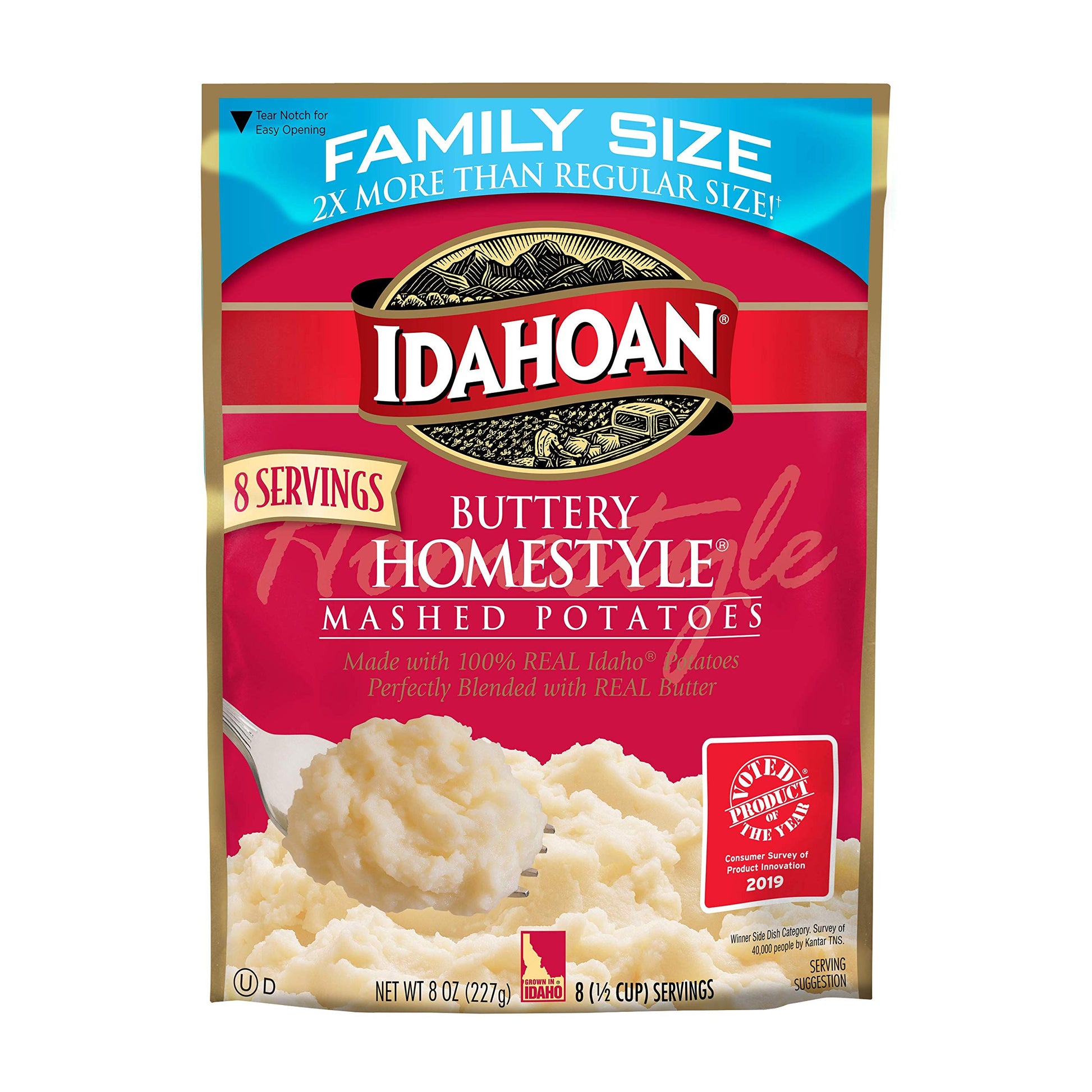 Idahoan Buttery Homestyle Mashed Family Size Potatoes, 8oz (Pack of 8)