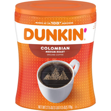 Dunkin Colombian Medium Roast Ground Coffee, 27.5 Ounce (Pack of 4)