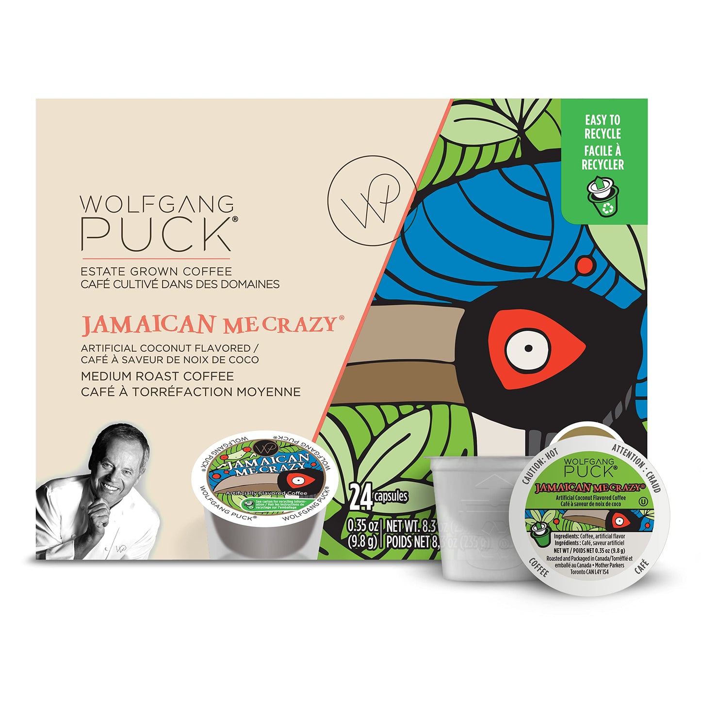 Wolfgang Puck Coffee Keurig Kcups For Keurig Beverage Makers White Jamaican Me Crazy 24 Count (Pack Of 1)