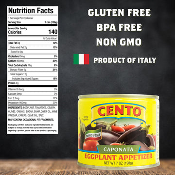 Cento Caponata Eggplant Appetizer, 7 Ounce (Pack of 12), Model 70796-60043