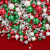 Edible Christmas Sprinkles Pearls for Cake Decorating,130g Red Green White and Silver Pearl Mixed,Edible Sugar Holiday sprinkle