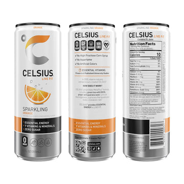 CELSIUS Sparkling Orange, Functional Essential Energy Drink 12 Fl Oz (Pack of 12)