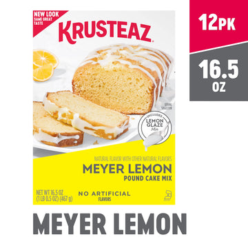 Krusteaz Meyer Lemon Pound Cake And Glaze Mix, 16.5 Oz Boxes (Pack Of 12)