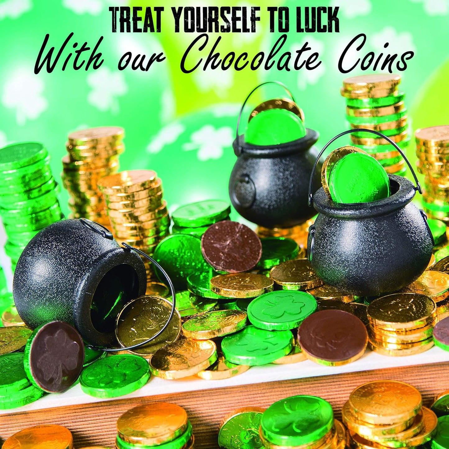 St Patrick'S Day Chocolate Coin Candy, 1 Pound, Approximately 75 Pieces, Green Foil Wrapped Pieces, Perfect For St. Patrick'S Da