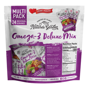 Natures Garden Omega 3 Deluxe Mix - Trail Mix Nuts, Heart Healthy, Gluten Free, Cholesterol Free, Sodium Free, No Artificial In