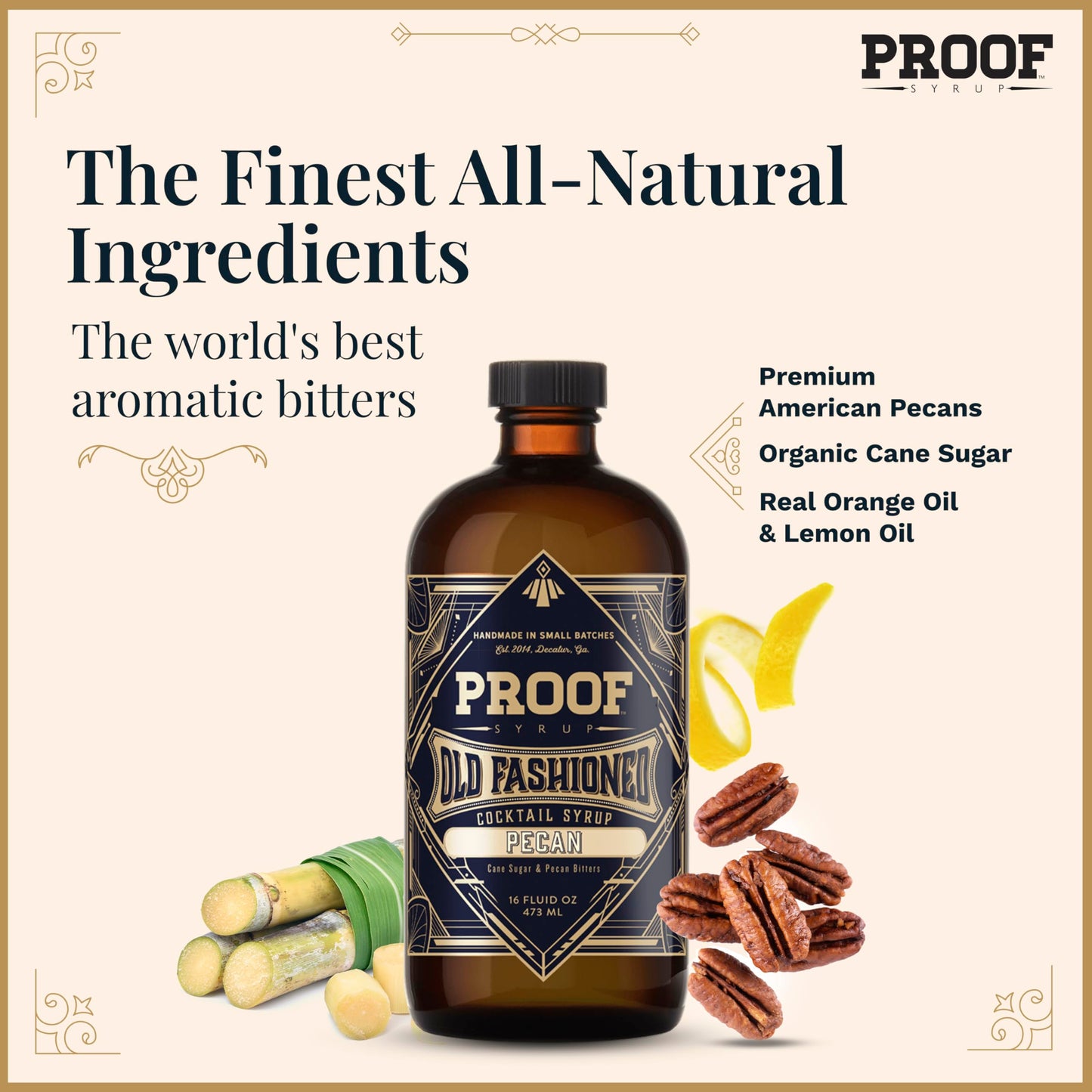 PROOF SYRUP Old Fashioned Cocktail Mix - Pecan Flavor - Handcrafted Syrup - 16oz Bottle