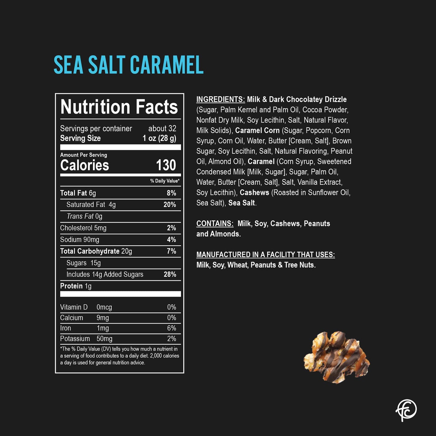 Funky Chunky Sea Salt Caramel Popcorn, 5 Ounce (Pack of 6)