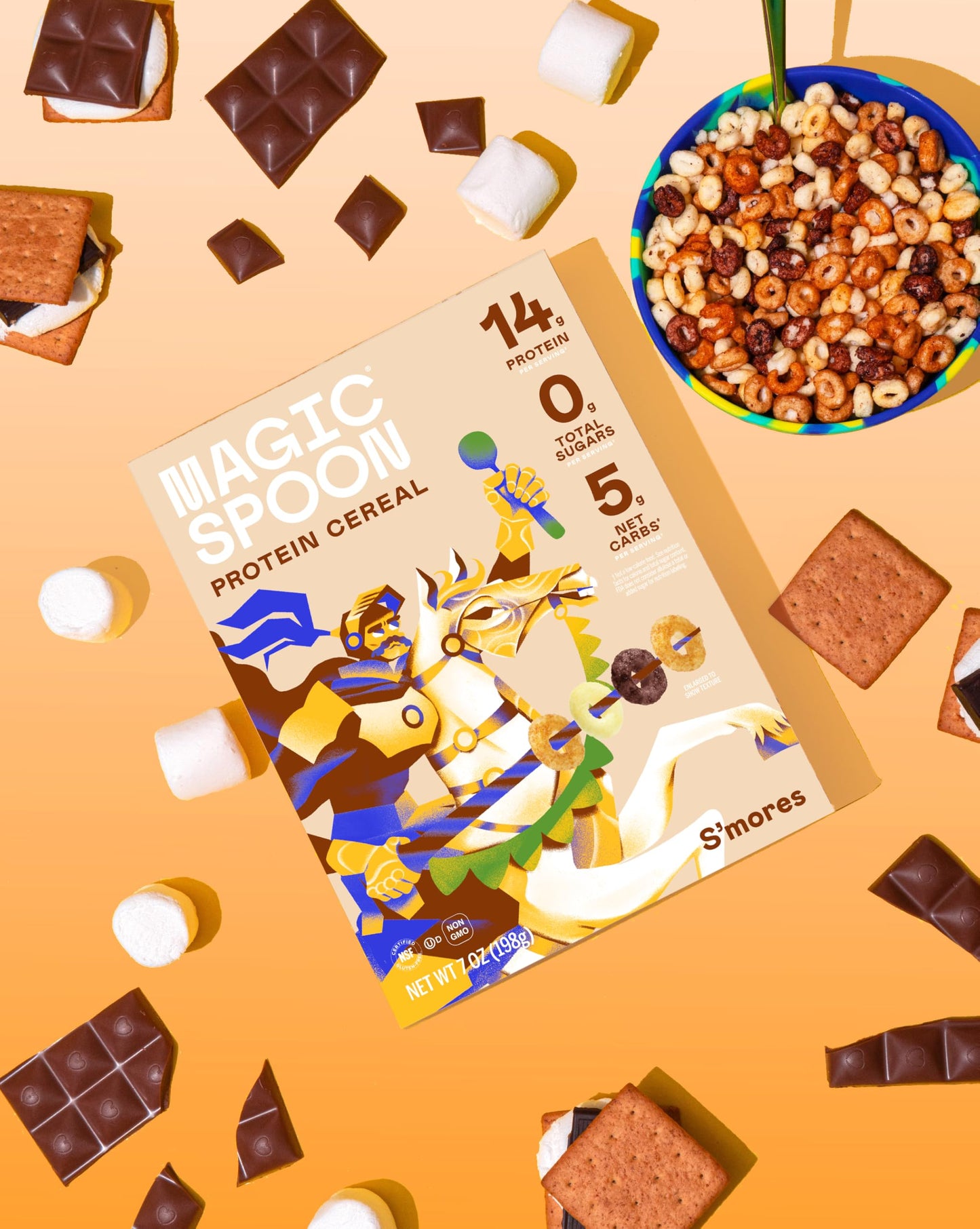 Magic Spoon Cereal - High Protein, Sugar Free, Gluten Free - 7 Ounce (Pack of 4) - Smores Flavor