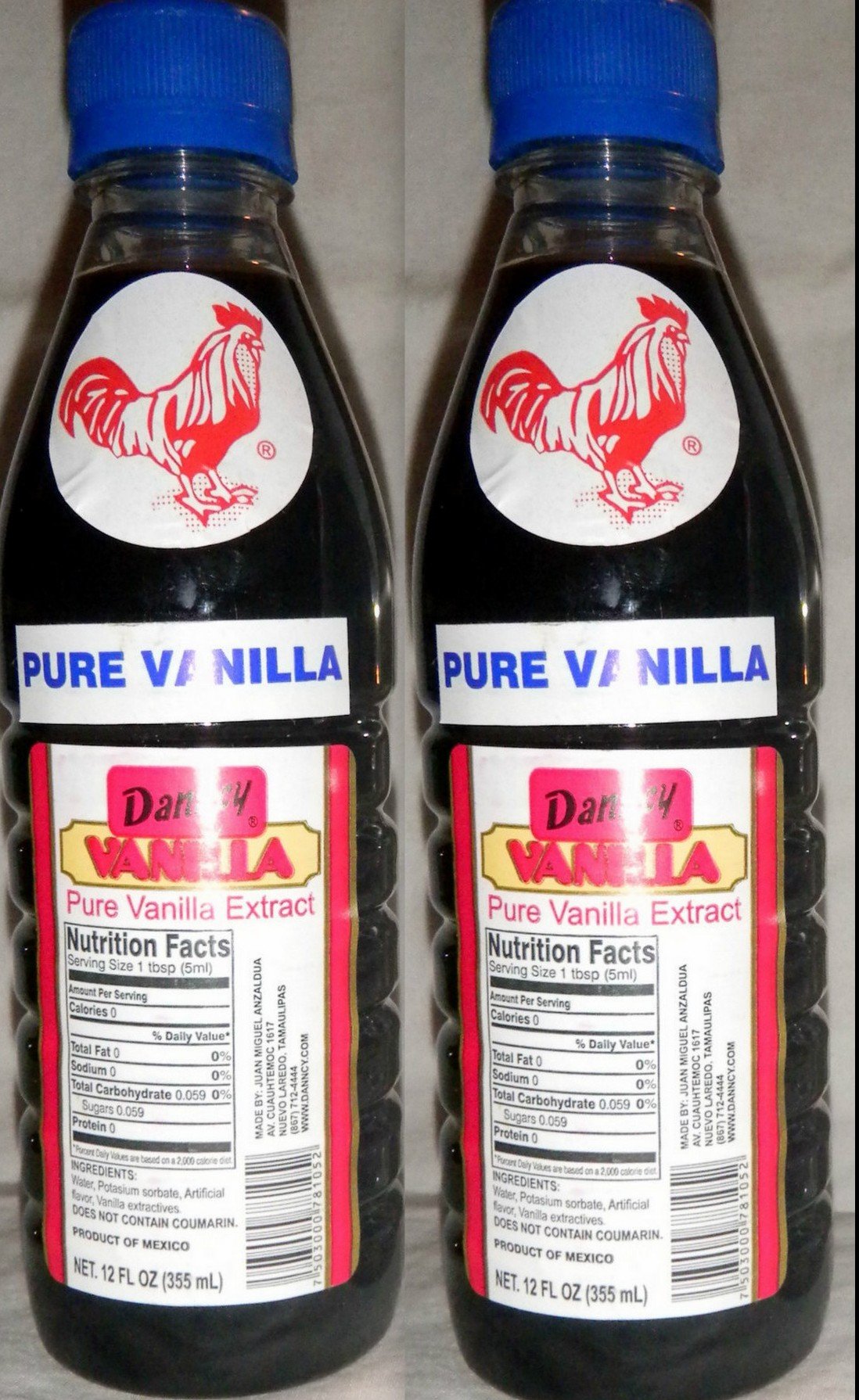 2 X Danncy Dark Pure Mexican Vanilla Extract From Mexico 12Oz Each 2 Plastic Bottle Lot Sealed By Danncy