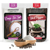 Aromasong Organic Coarse Sea Salt (2.43 Lb.) With Black Peppercorn (12 Oz) Grinder, Mill Refill Combo Set For Cooking & Baking -