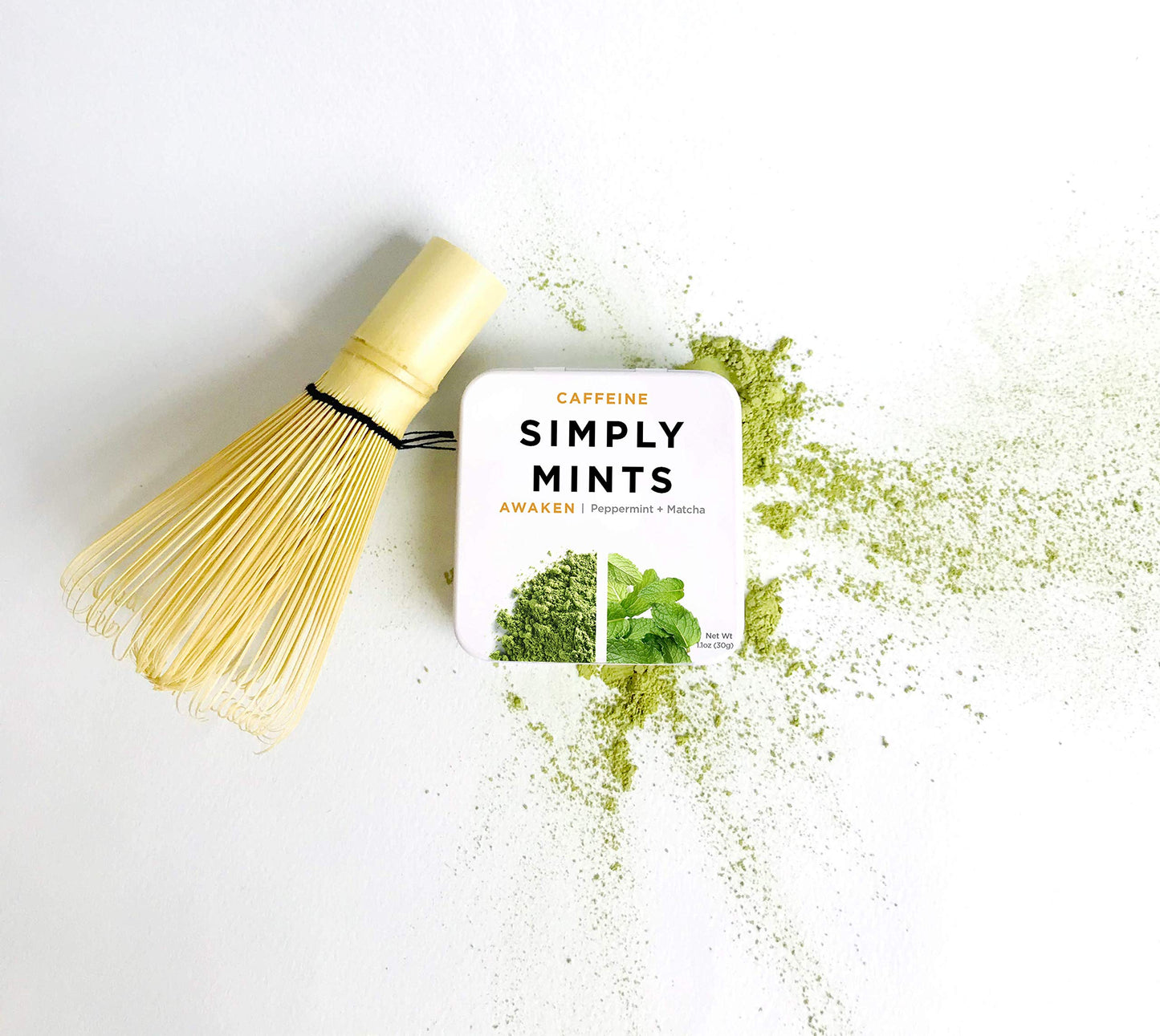 Simply Gum Breath Mints | Awaken Flavor with Caffeine & Matcha | Pack of 6 | 180 Total Pieces | Aspartame-Free | Green