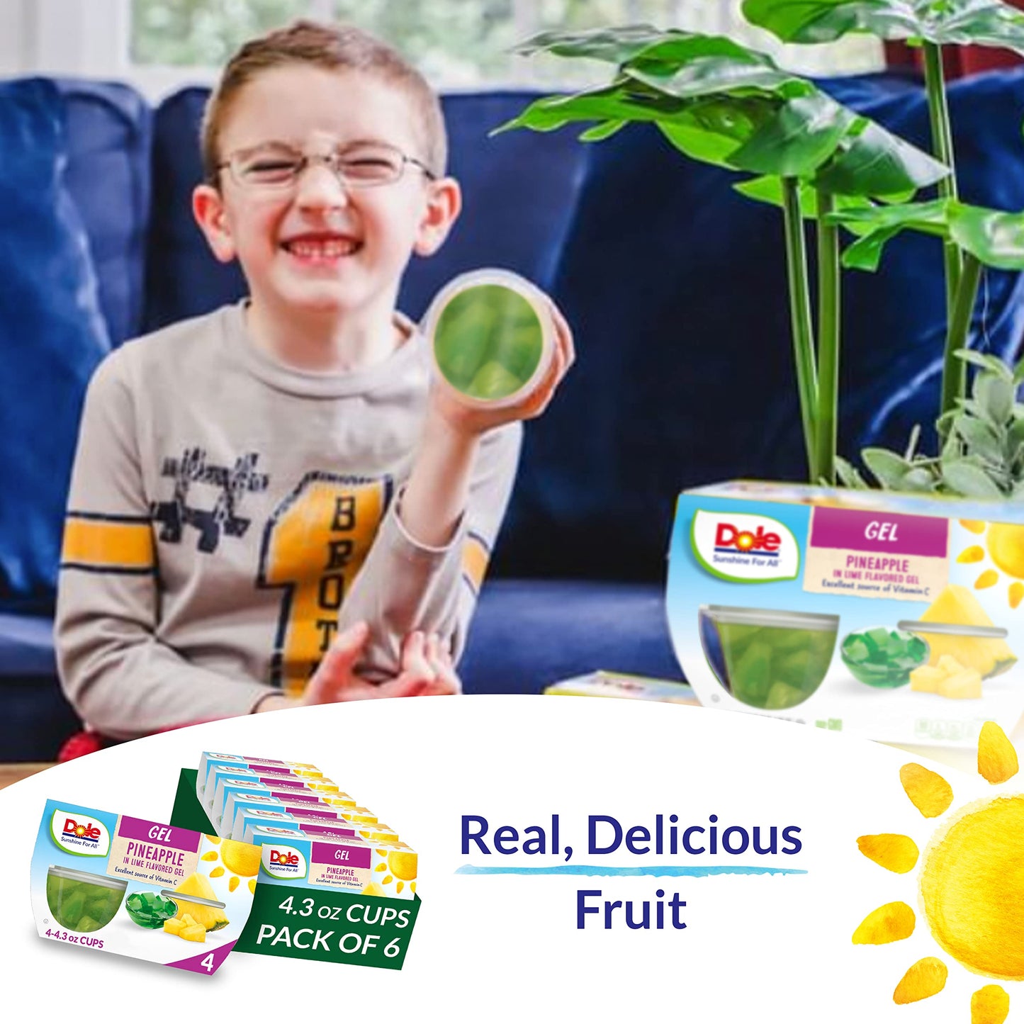Dole Fruit Bowls Pineapple In Lime Flavored Gel Snacks, 4Oz 24 Total Cups, Gluten & Dairy Free, Bulk Lunch Snacks For Kids & Adults