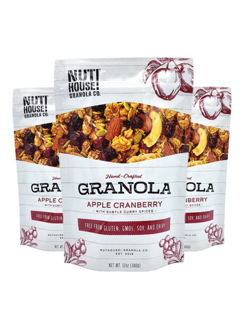 Nuthouse! Granola Company - Premium Apple-Cranberry Granola | Certified Gluten-Free, Non-Gmo, Kosher | Vegan, Soy-Free | 12 Oz.