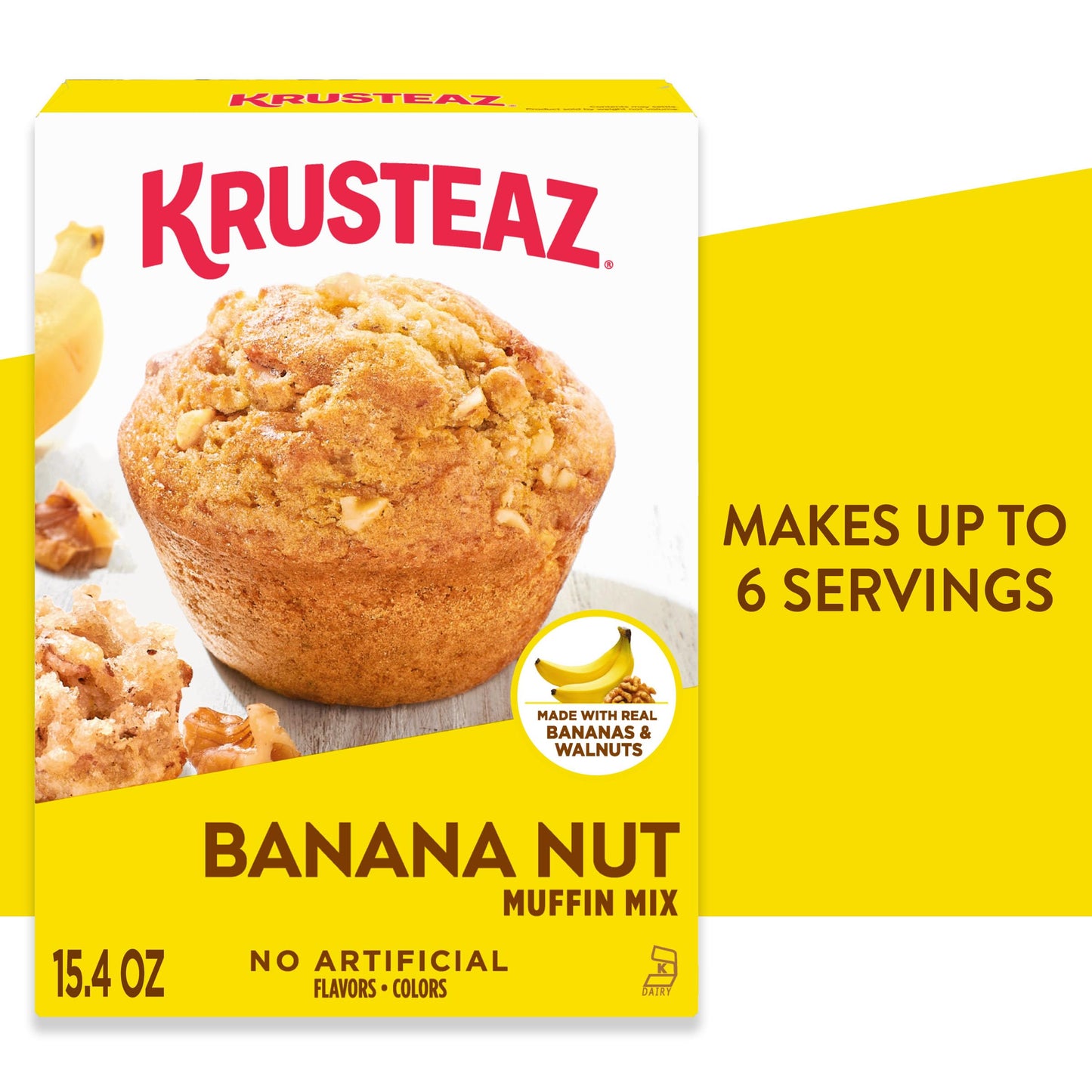 Krusteaz Banana Nut Muffin Mix, Made With Real Bananas and Walnuts, 15.4 oz Box (Pack of 12)