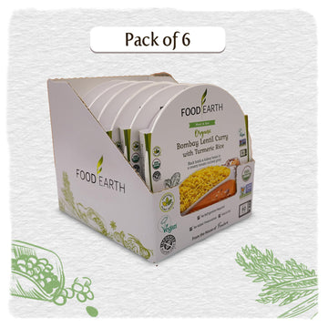 Food Earth Ready To Eat Indian Meal - Bombay Lentil Curry With Turmeric Rice - Organic, Vegan, Gluten-Free, Gmo-Free, Plant-Base