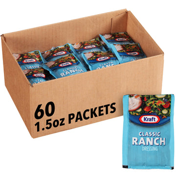 Kraft Ranch Salad Dressing Single Serve Packet (1.5 oz Single Serve Packets, Pack of 60)