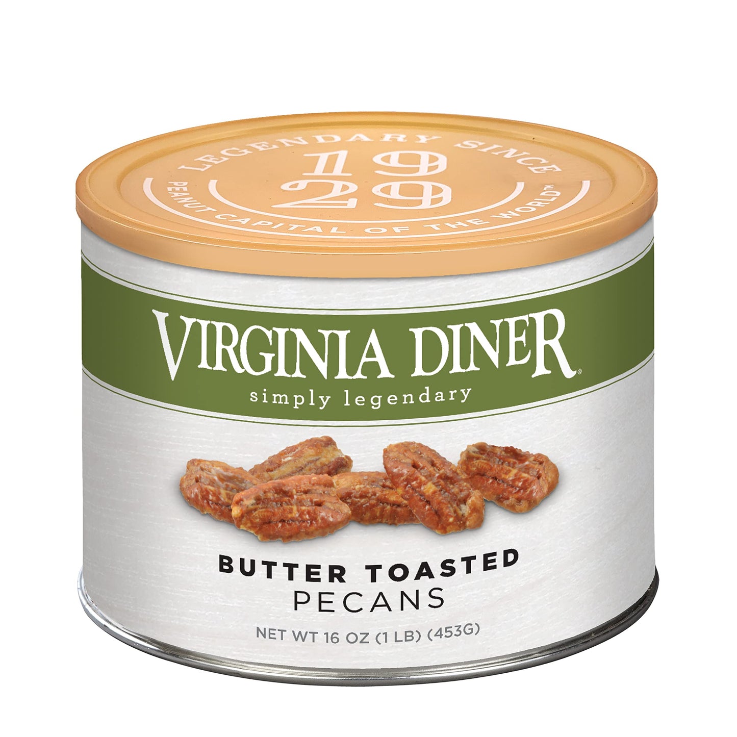 Virginia Diner - Gourmet Natural Butter Toasted Cashews, 16 Ounce Tin Of Sweet Buttery Glazed Jumbo Cashews In A Resealable Can
