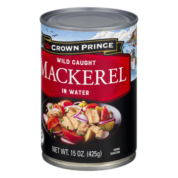Crown Prince Mackerel In Water, 15-Ounce Cans (Pack Of 12)