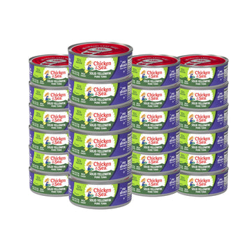 Chicken Of The Sea Solid Yellowfin Pure Tuna, 4 Oz. Cans (Pack Of 24), Wild Caught Canned Tuna, No Drain