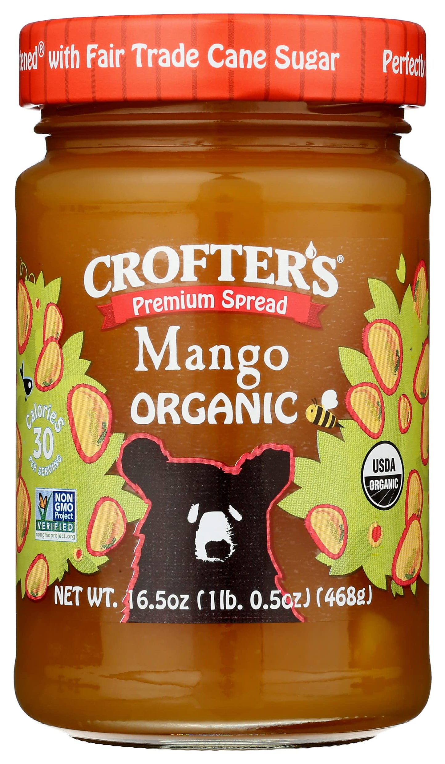 Crofters Organic Premium Mango Fruit Spread, Non Gmo, Usda Organic, 16.5 Ounce (Pack Of 6), Natural