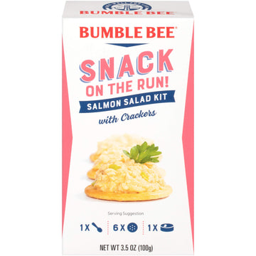 Bumble Bee Snack On The Run Salmon Salad With Crackers Kit, 3.5 Oz (Case Of 12) - Ready To Eat, Spoon Included - Wild Caught Salmon - Shelf Stable & Convenient Protein Snack