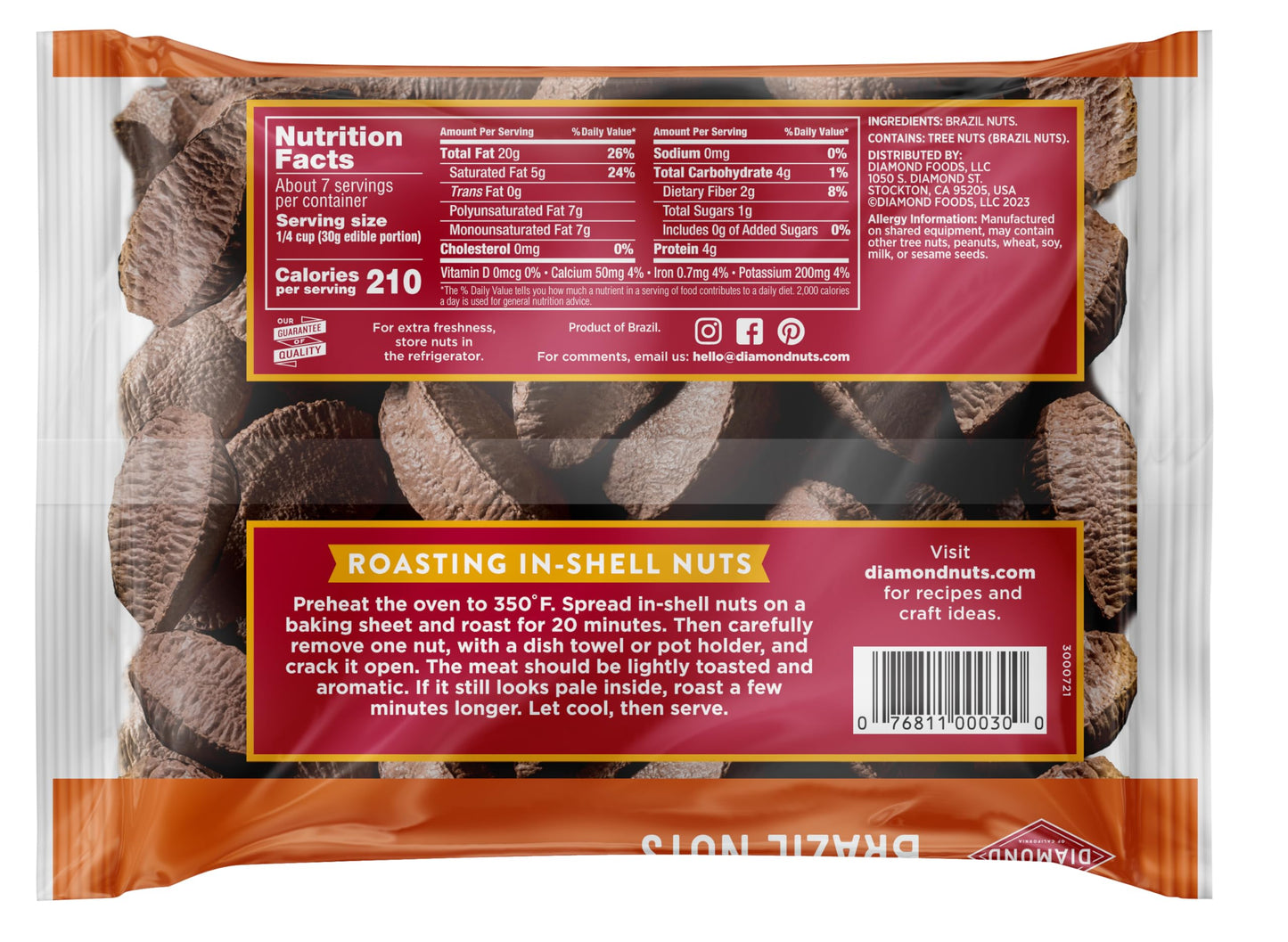 Diamond Of California In-Shell Brazil Nuts, 16.0 Oz Bag