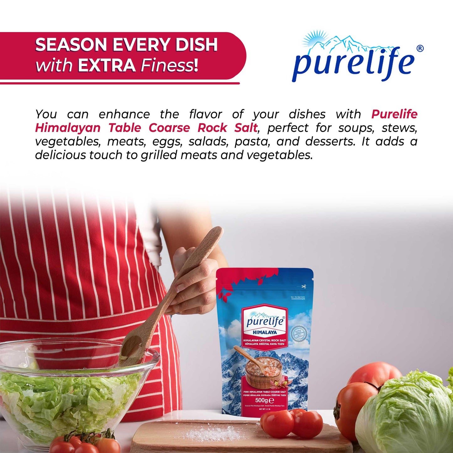 Purelife Kosher Coarse Himalayan Pink Salt - Organic Himalayan Salt from Iron-Rich Himalayan Mines | Gourmet Natural Crystal Roc