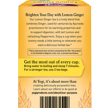 Yogi Tea Lemon Ginger Tea - 16 Tea Bags Per Pack (4 Packs) - Organic Ginger Root Tea To Support Healthy Digestion - Includes Lem