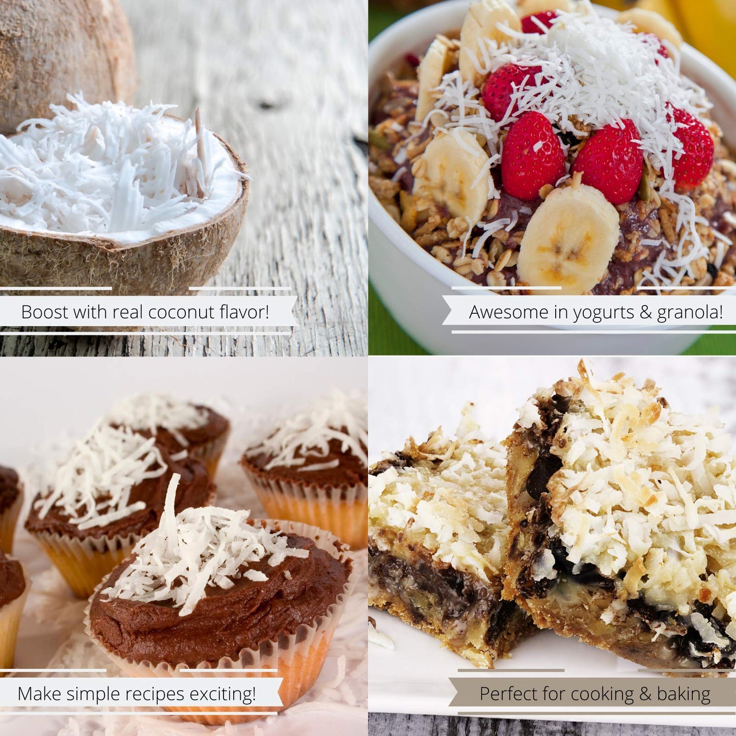 Gourmet Shredded Coconut All Natural Flakes, Raw, Unsweetened, By It'S Delish - 14 Oz Jumbo Reusable Container - Great For Smoot