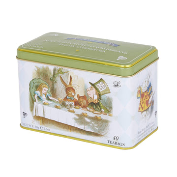 New English Teas Alice In Wonderland Tea Tin With 40 English Afternoon Teabags, Mad Hatter Tea Party
