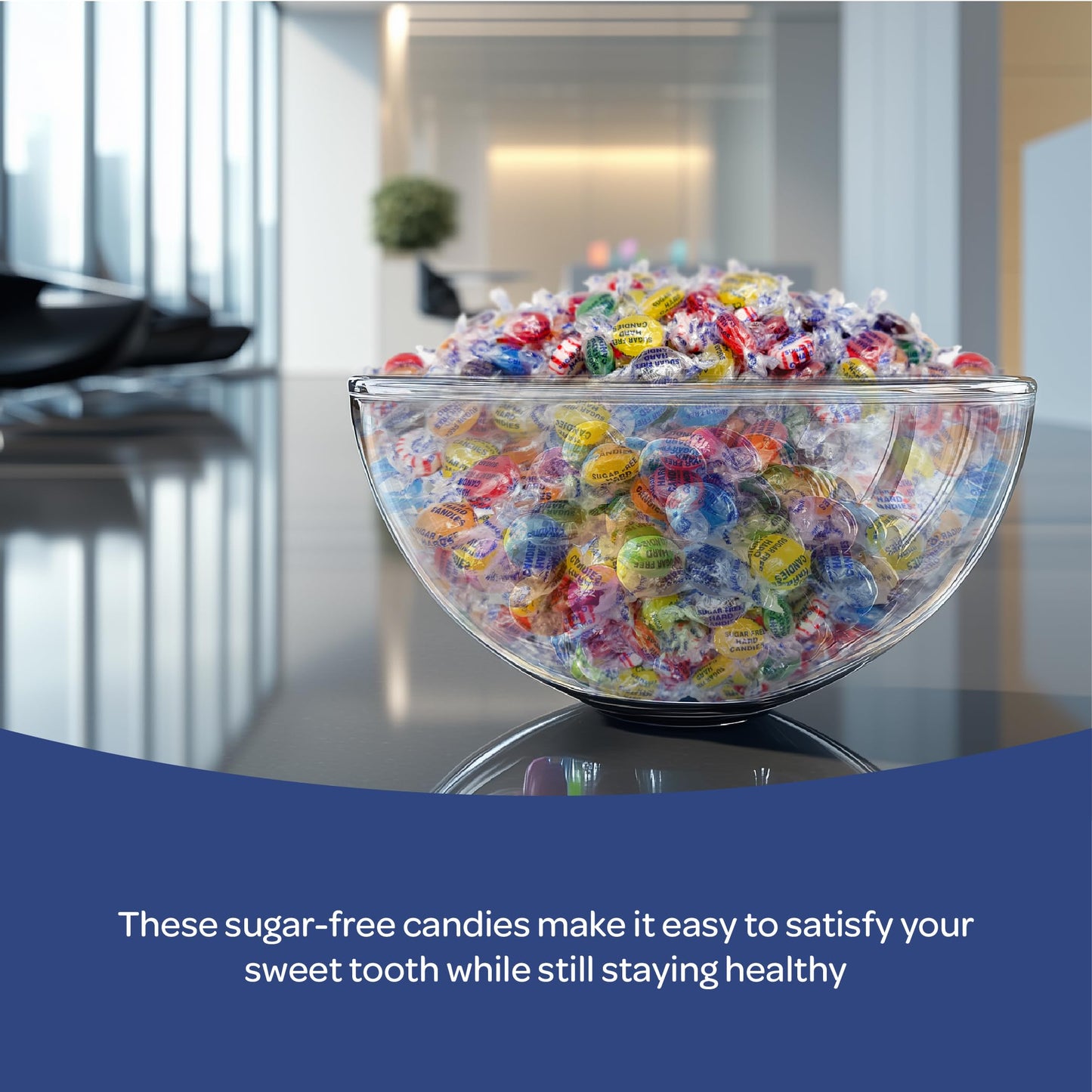 FUNTASTY Sugar-Free Hard Candy - Assorted Flavors, 2 Pound Bulk Pack, Individually Wrapped for Office Bowl Mix