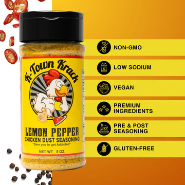 K-Town Krack- Lemon Pepper Chicken Dust Seasoning - Lemon Pepper Seasoning, Bbq Rub Seasoning For Chicken, Beef, Pork, Fish- Chi