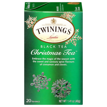 Twinings Christmas Black Tea Individually Wrapped Bags, 20 Count (Pack Of 6), Aromatic Cinnamon & Clove, Caffeinated, Enjoy Hot Or Iced