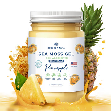 TrueSeaMoss Wildcrafted Irish Sea Moss Gel - Made with Dried Seaweed & Fresh Sea Vegetables, Seamoss- Made in USA (Pineapple, Pa