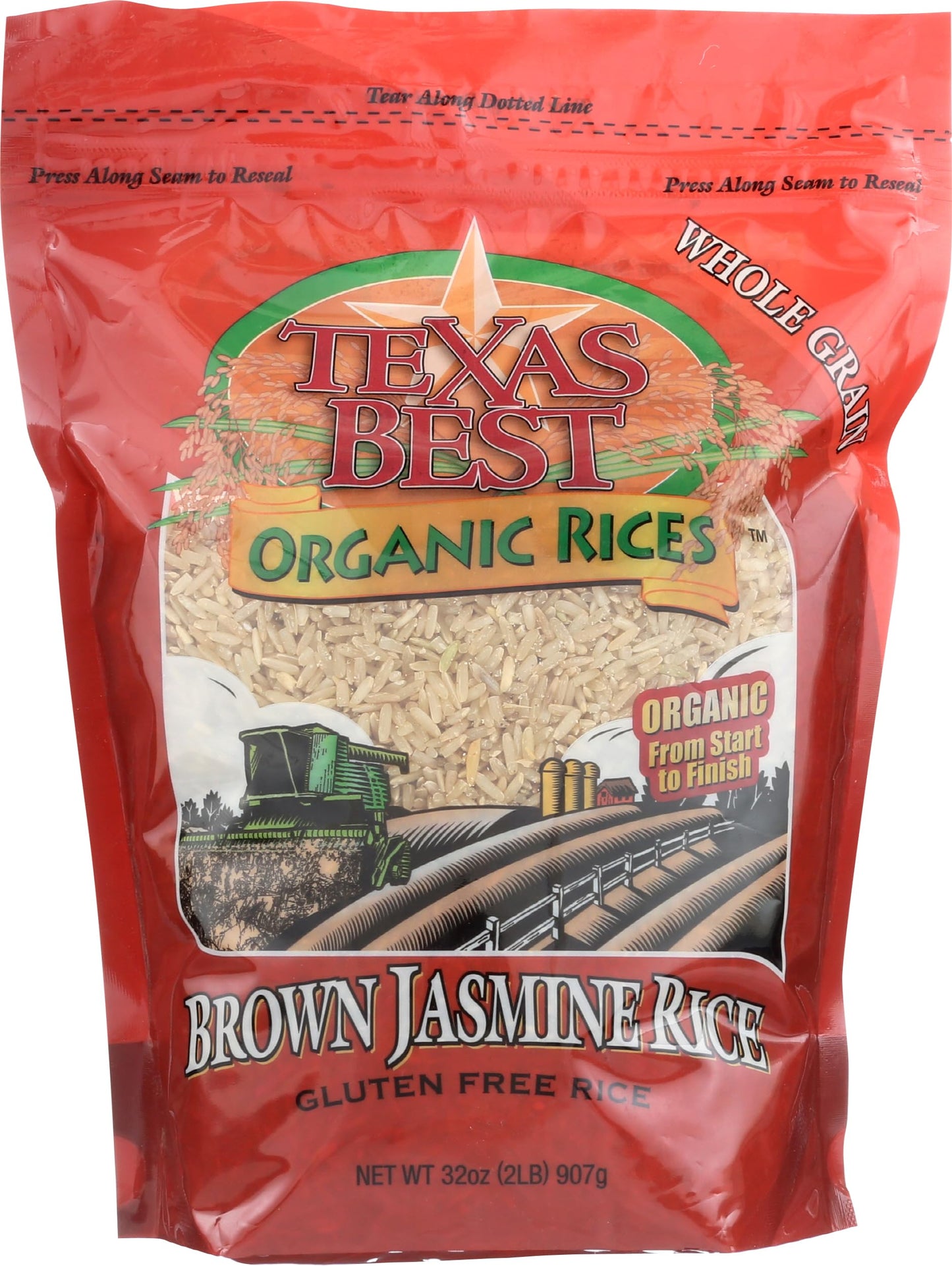 Texas Best Organic Brown Jasmine Rice, Kosher, USDA Certified Organic, Gluten Free, 32 Ounce (Pack of 6)