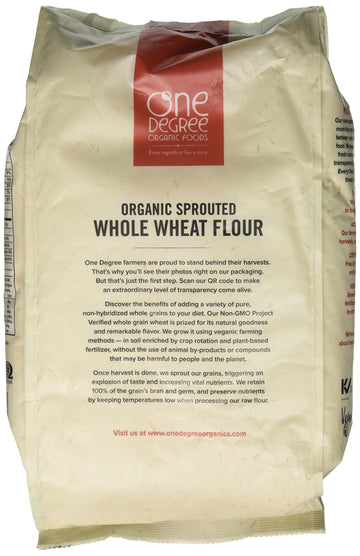 One Degree Organic Foods Sprouted Whole Wheat Flour, Certified Non-GMO & Vegan Flour for Baking, Plant Based & Organic Bread Flo