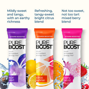 Pureboost Clean Energy Booster Drink Mix, Sugar-Free, with B12, Electrolytes, Antioxidants, 10 Count, Combo Pack, 4.23 Ounce