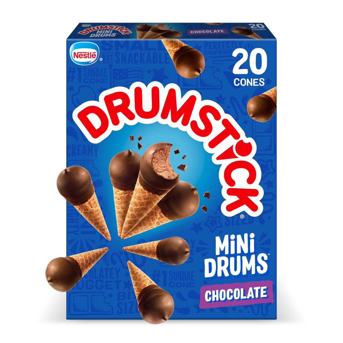 Drumstick Chocolate Mini Drums Sundae Cones, 16.9 Fl Oz (Frozen)