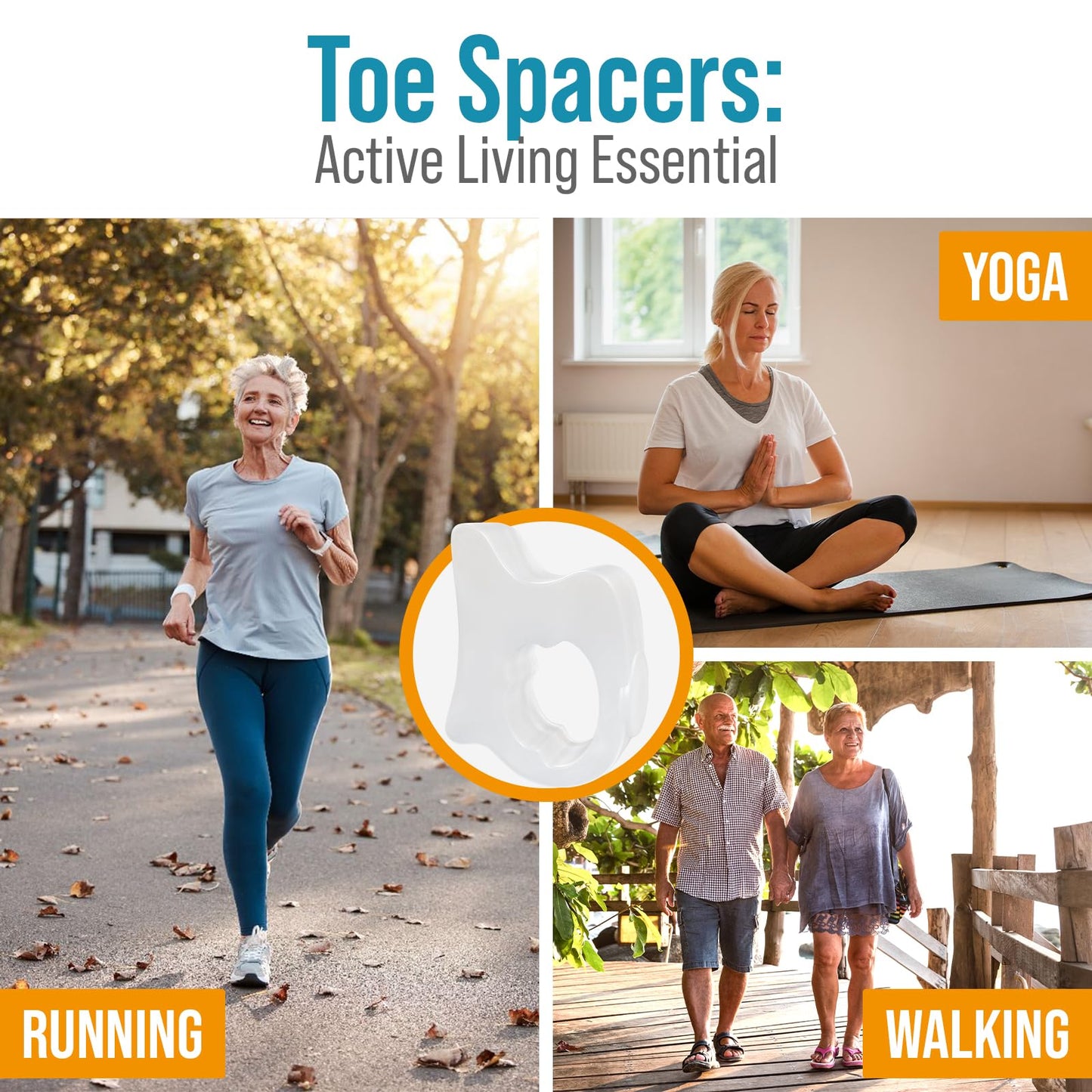Toe Separators Hammer Toe Straightener - 4-Pack Pinky Toe Toe Spacers - Gel Spreader - Correct Crooked Toes - Bunion Corrector A
