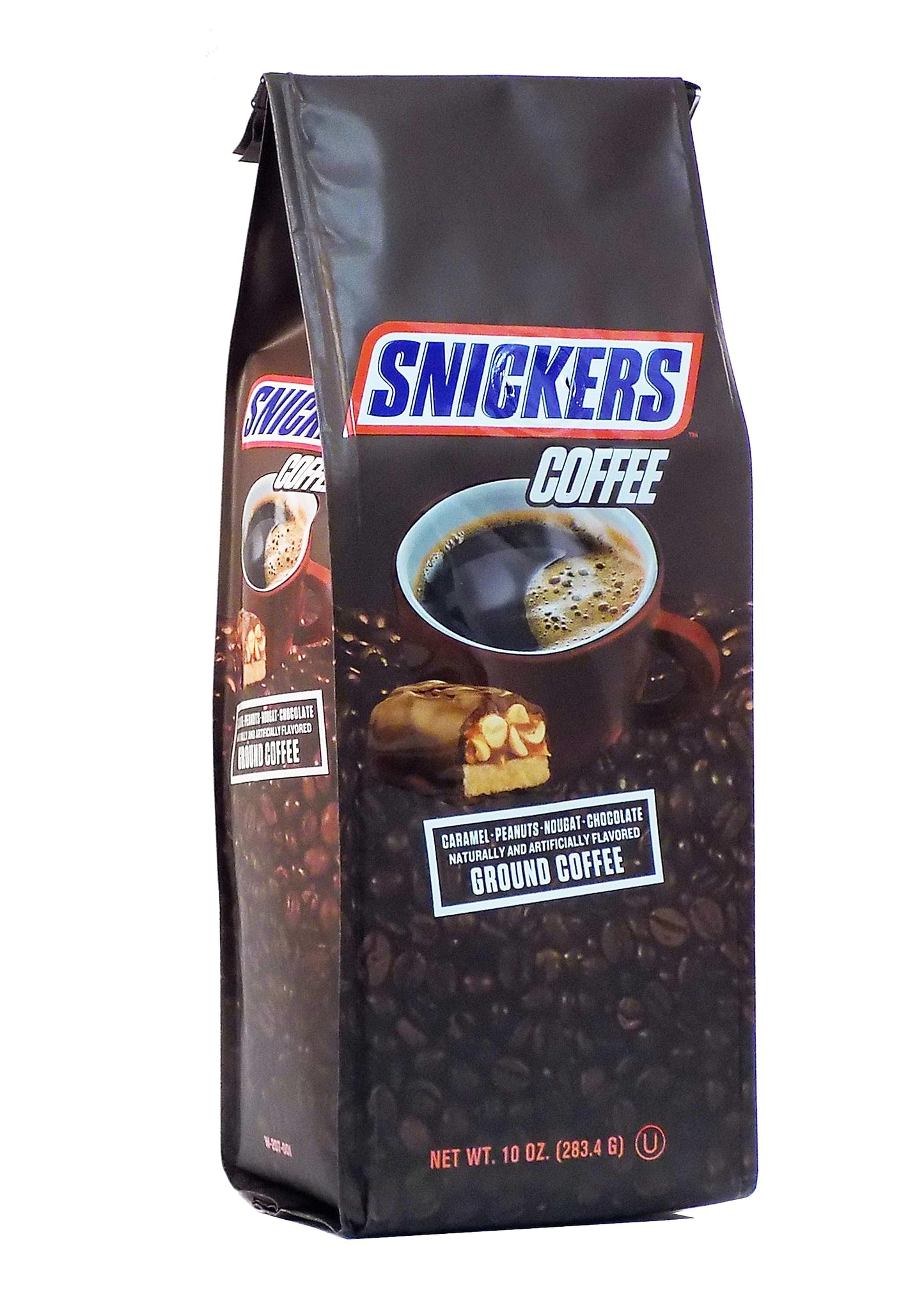 Ground Coffee, Medium Roast, Caramel Peanut Nougat Chocolate Snickers Flavored 10Oz Bag