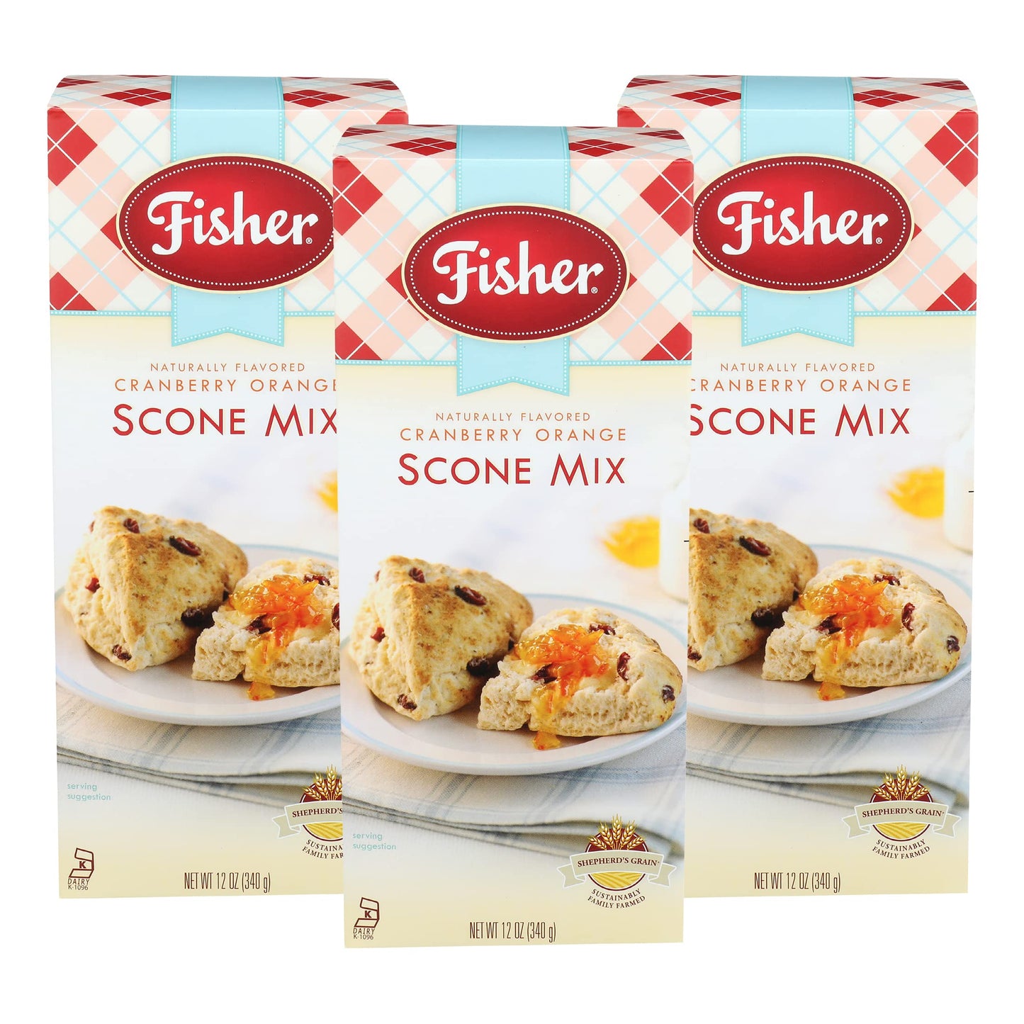 Fisher Scone Mix, Cranberry Orange, 12 Oz (Pack Of 3)