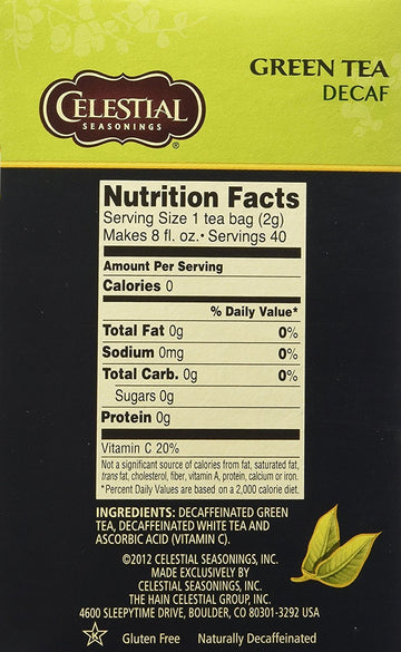 Celestial Seasonings Decaf Green Tea Bags - 40 Ct