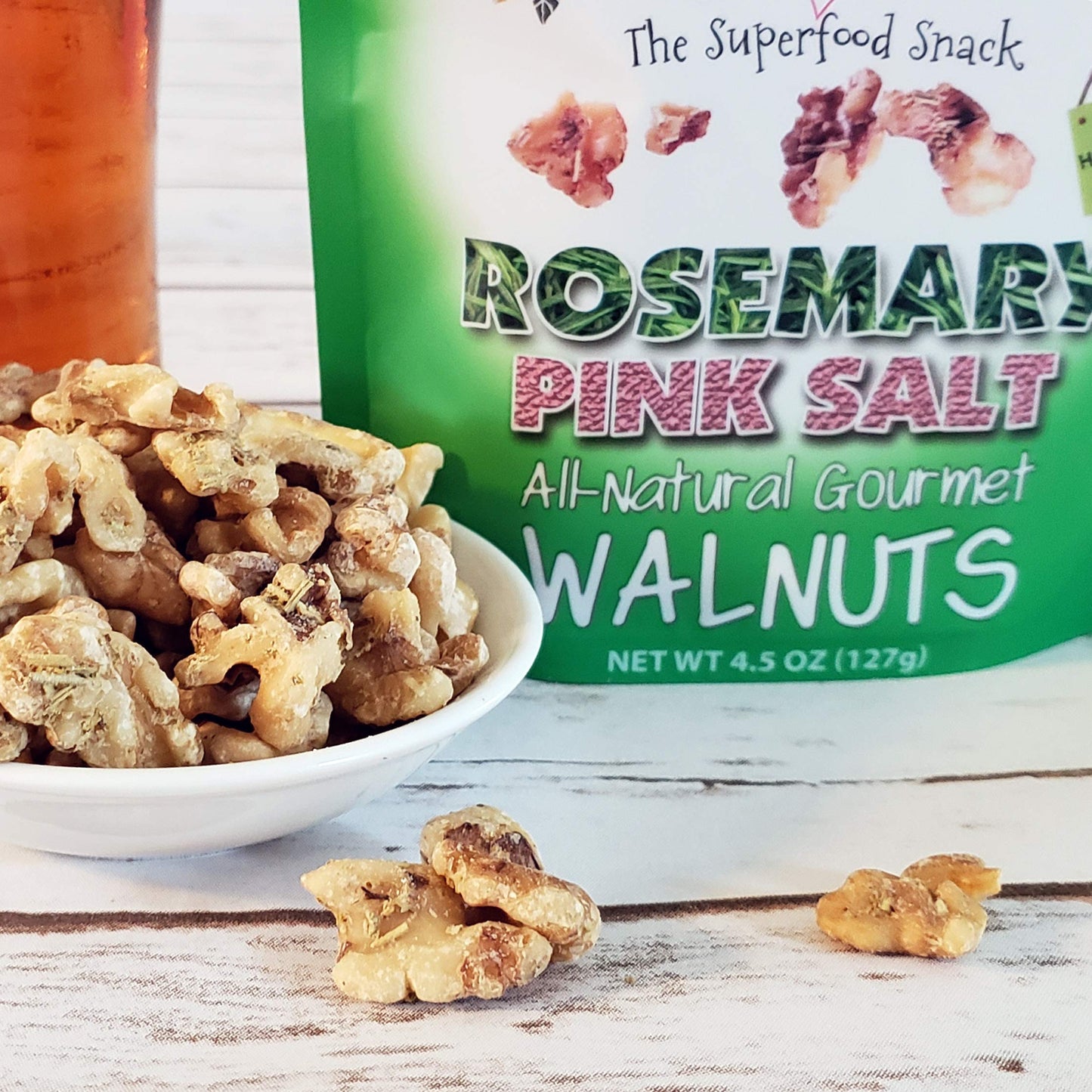 Crazy Go Nuts Walnuts - Rosemary Pink Salt, 4.5 Oz (3-Pack) - Healthy Snacks, Keto, Vegan, Low Carb, Gluten Free, Superfood - Na