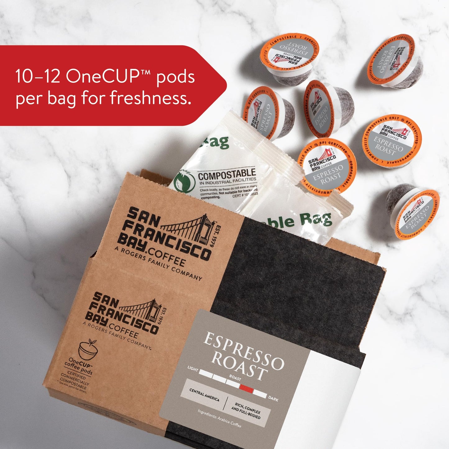 San Francisco Bay Compostable Coffee Pods - Espresso Roast (80 Ct) K Cup Compatible Including Keurig 2.0, Dark Roast
