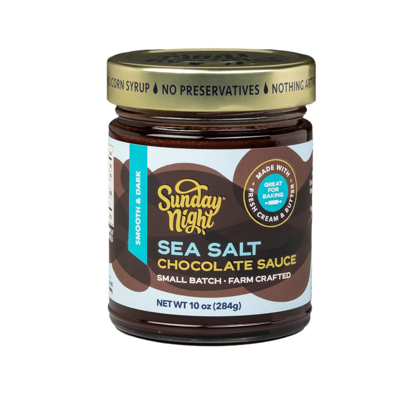 Sunday Night Sea Salt Chocolate Sauce -Luxury Chocolate Gift, Gluten-Free, Pure Clean Ingredients, No Preservatives - 10Oz