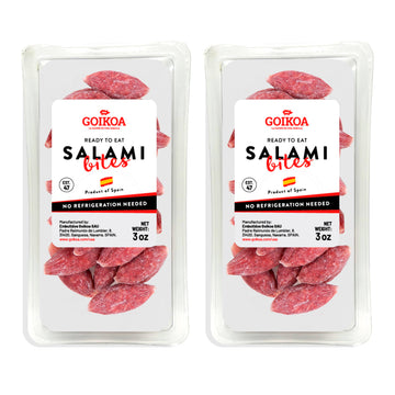 GOIKOA Salami Bites | Salchichon | Ready to Eat Snack | From Navarre, Spain | 3oz (85g) (Pack of 2)