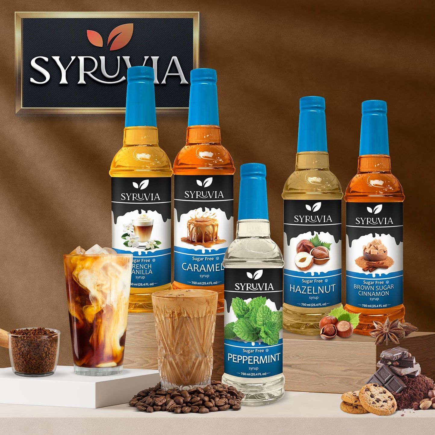 Syruvia Sugar-Free Pomegranate Syrup - 25.4 fl oz. enhanced Flavoring Syrup. 0 Calories Kosher and Gluten-Free. Ideal for Enhancing Tea Italian Sodas Beverages Desserts Ice Cream Cocktails and Mocktails.