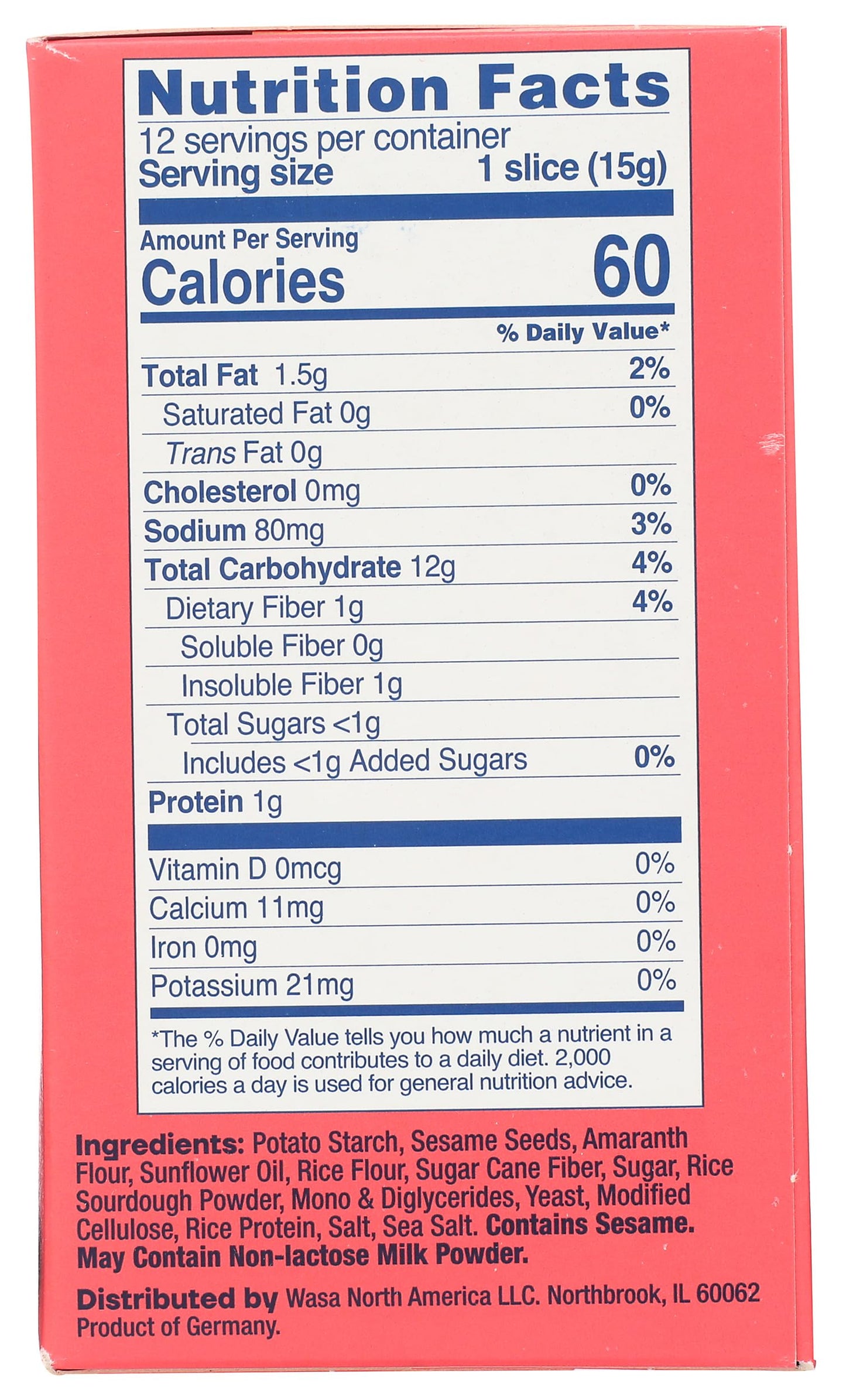 Wasa, Gluten Free Sesame & Sea Salt Crispbread, Net Wt. 6.1 Oz